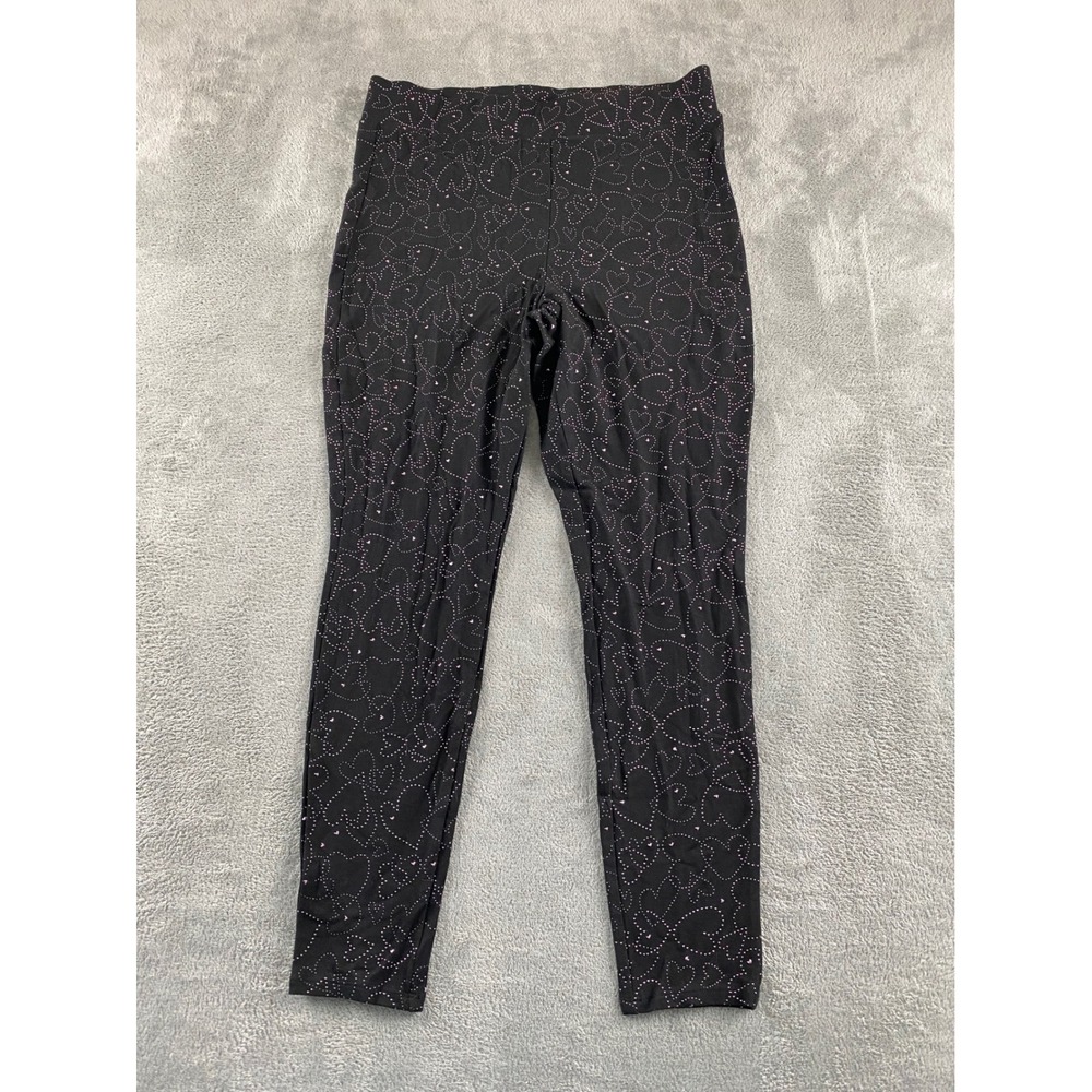Torrid Black Pink Dotted Heart Print Leggings Plus Size 1 Stretch Cotton Blend